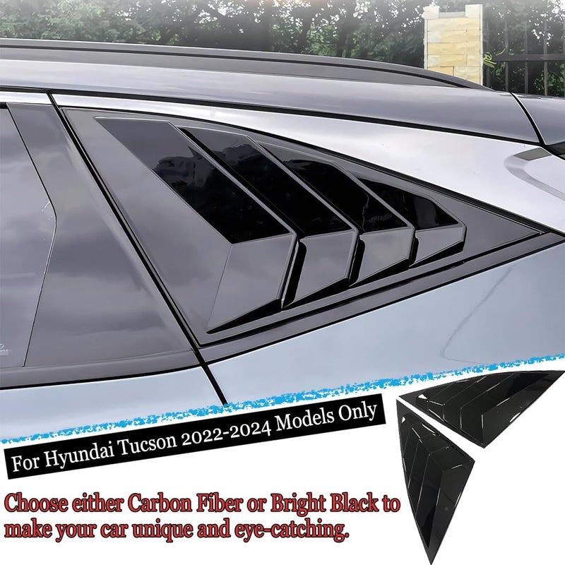 MUXEE 2Pcs Rear Side Window Louvers Air Vent Scoop Shades Cover Blinds Trim for Hyundai Tucson 2022 2023 2024 2025 - ABS Bright Black Sport Interior Accessories（NOT FIT Tucson nline） - Image 4